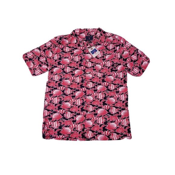 SADDLEBRED MEN'S COTTON-RAYON HAWAIIAN SHORT SLEEVE SHIRT SIZE M - Picture 1 of 8
